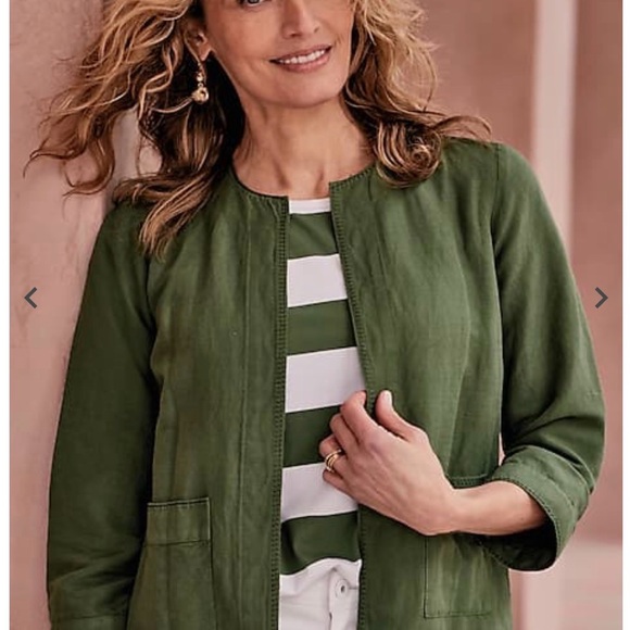 J Jill Olive Green Open Front Jacket - Picture 2 of 9
